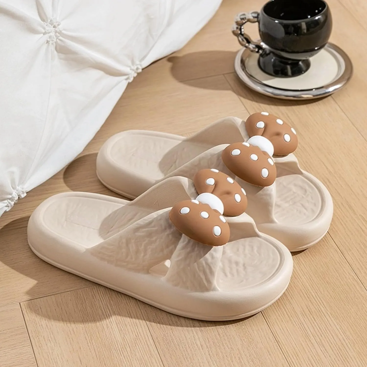 Bow Tie Slippers for Women Indoor Cute Summer Home Open Toe Slides Sandals Bow House Slippers Non-Slip Shoes Bedroom Cozy Slippers with Bows Comfy Lightweight Slip On Outdoor Beach Slippers