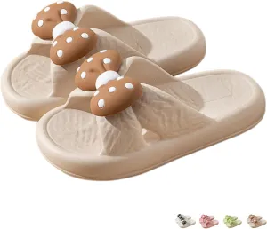 Bow Tie Slippers for Women Indoor Cute Summer Home Open Toe Slides Sandals Bow House Slippers Non-Slip Shoes Bedroom Cozy Slippers with Bows Comfy Lightweight Slip On Outdoor Beach Slippers
