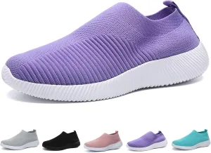 Boxpopla Women's Knit Slip-on Walking Shoes Lightweight Soft Comfortable Sports Sock Shoe Breathable Casual Running Sneakers
