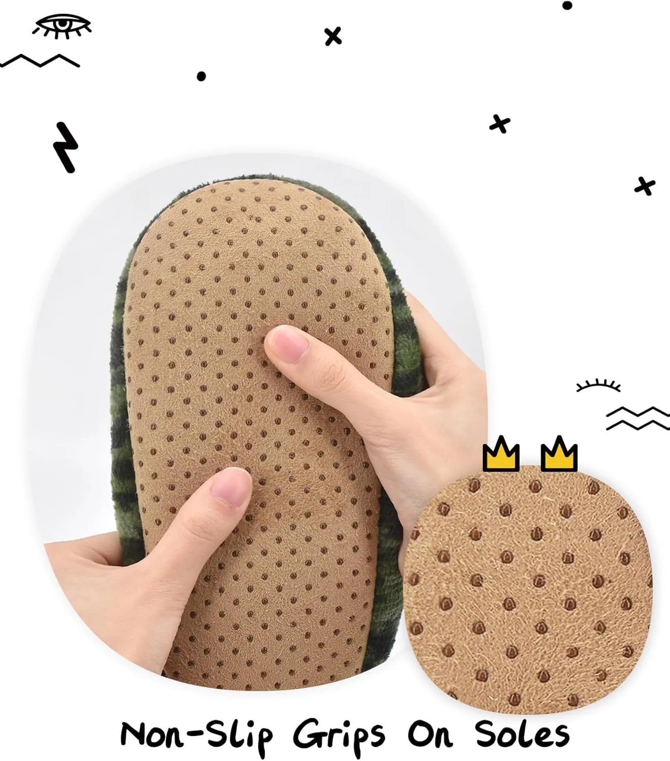 Boys House Slippers With Non Skid Bottoms, Cute Animal Slipper Socks With Grippers For Big Kids, Cozy Soft Sole Warm Fuzzy House Shoes