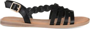 Brinley Co. Womens Braided Cushioned Sandal Black, 8 Regular US