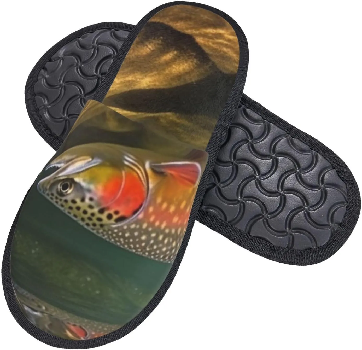 Brook Trout Fly Fishing Women's Fuzzy Slippers Slip-on Slipper Soft Comfy Bedroom Slippers Non-slip House Shoes