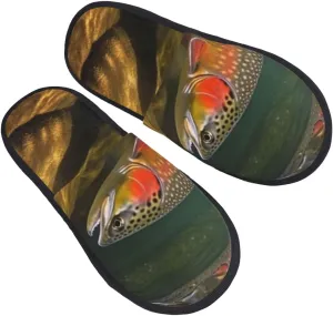 Brook Trout Fly Fishing Women's Fuzzy Slippers Slip-on Slipper Soft Comfy Bedroom Slippers Non-slip House Shoes