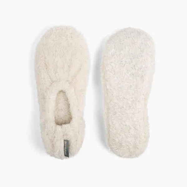 Brookstone Plush Footies - Slippers with Memory Foam Insole - Ultra-Soft Sherpa Footies for Indoor Wear, Non-Skid Sole, One-Size-Fits-Most, Machine Washable Slippers for Women