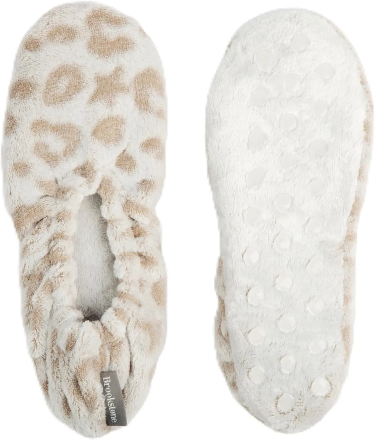 Brookstone Plush Footies - Slippers with Memory Foam Insole - Ultra-Soft Sherpa Footies for Indoor Wear, Non-Skid Sole, One-Size-Fits-Most, Machine Washable Slippers for Women
