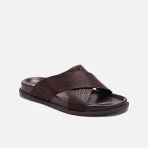 Brown Comfy Criss Cross Slippers 0151090