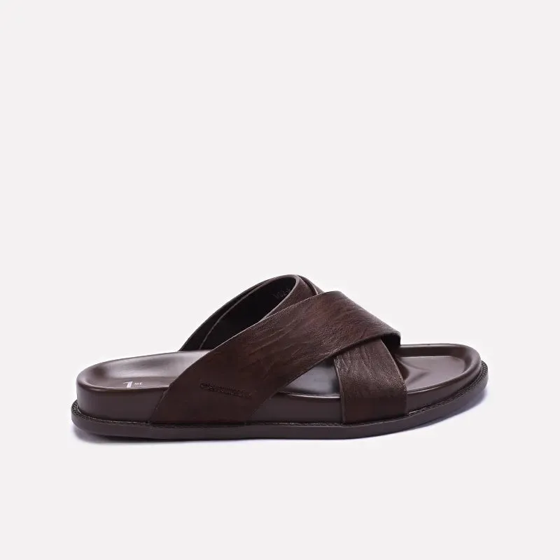 Brown Comfy Criss Cross Slippers 0151090