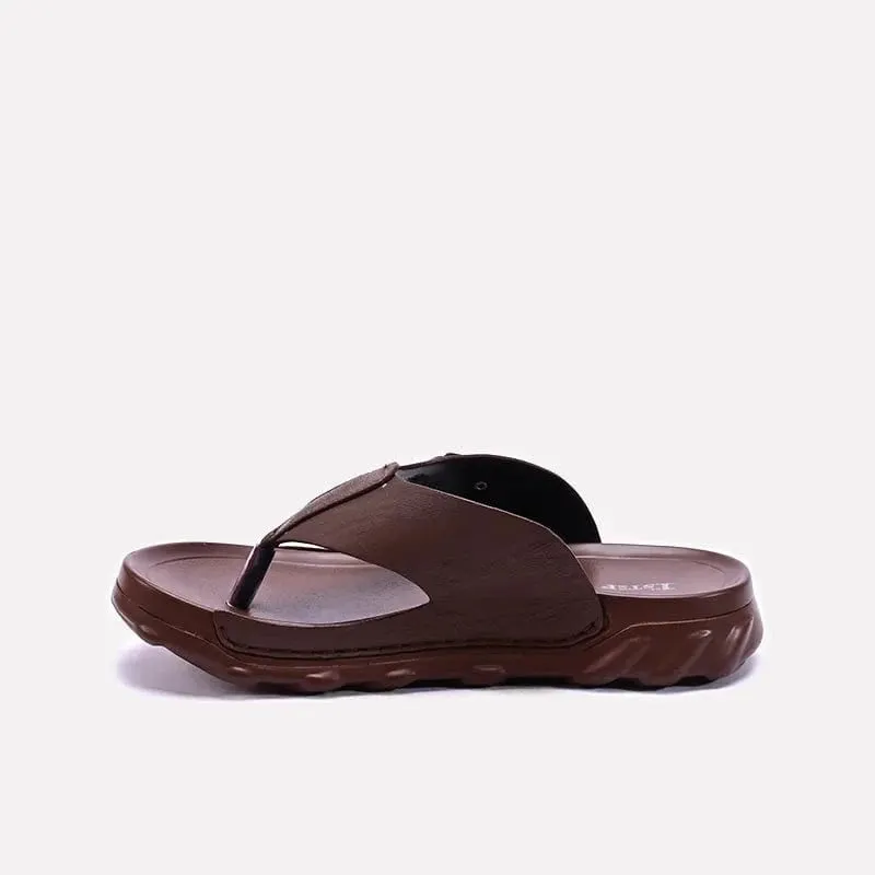 Brown Comfy Flip Flops Mens 0150962