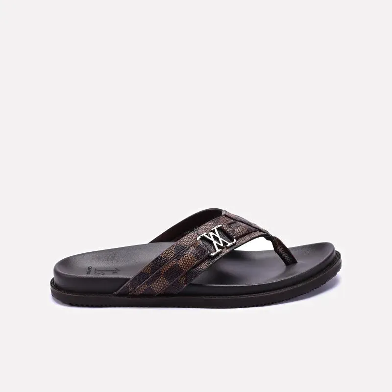 Brown Comfy Flip Flops Mens 0151126