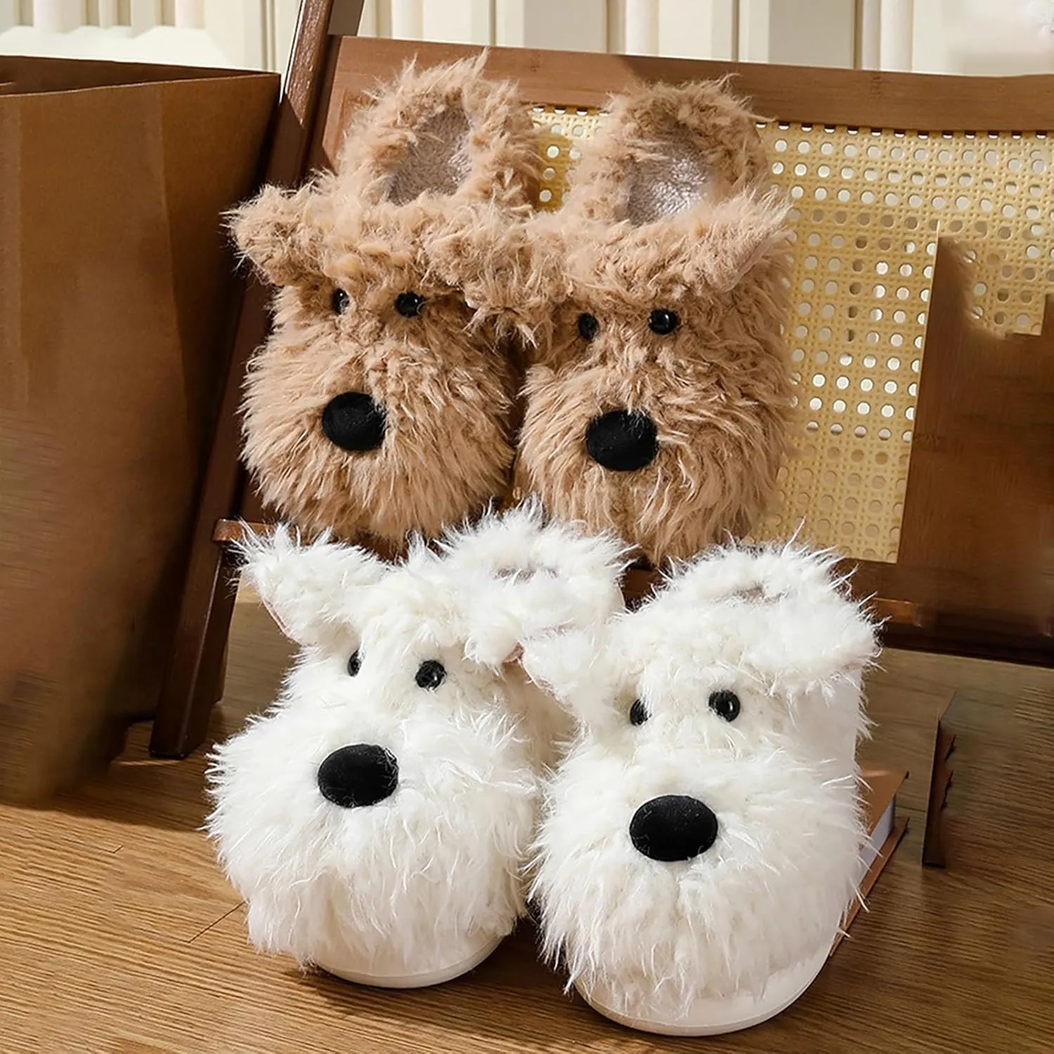 Bunny Animal Slippers for Women and Men Cute Bow Fuzzy Fluffy Comfy Funny Furry Rabbit House Slipper for Indoor Outdoor