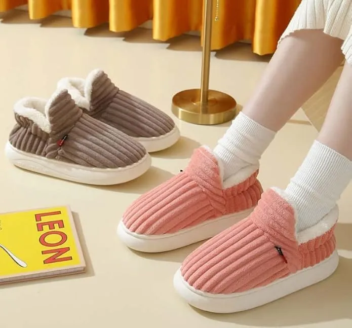 Caistre Women Men Ankle Bootie Slipper Plush Warm Indoor Outdoor Shoes Comfy Fleece Lined Memory Foam Slipper with Anti-Slip Sole