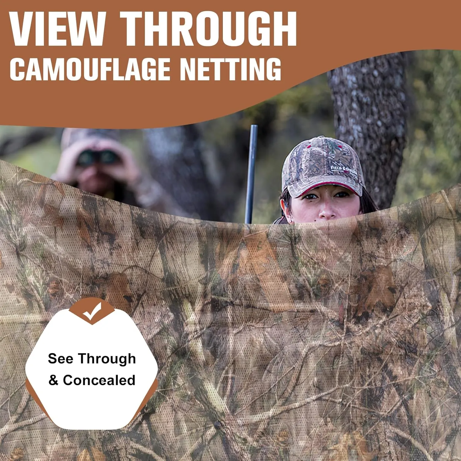 Camo Netting, Camouflage Netting, Quiet Mesh Sunshade, Fence Canopy Nets, See Through, Lightweight, Great for Concealment, Hunting, Shooting, Tree Stand, Car Cover, Photography, Decoration