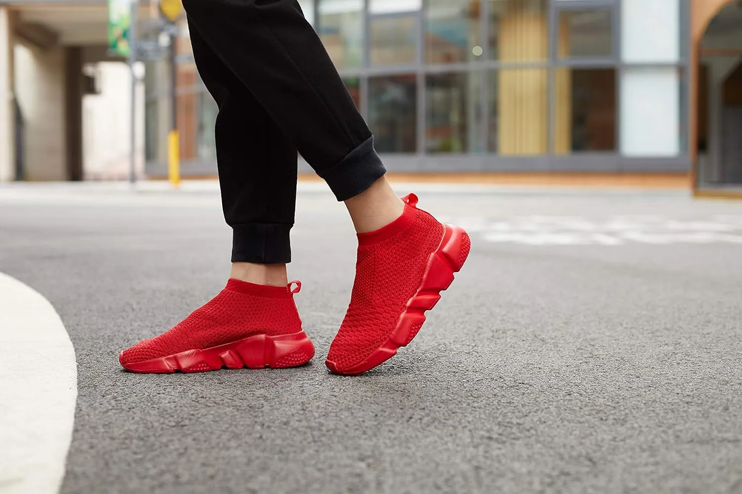 Casbeam Men's Running Knit Comfortable Lightweight Breathable Casual Sports Shoes Fashion Sneakers Slip-On Walking Shoes