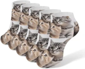 Cats Ankle Socks for Men & Women, 5 Pairs Breathable Soft Low Cut Socks, Stretch Sweat Wicking Sox