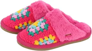 C.C Pattern Knitted Slip-On Slippers With Faux Fur Lining Indoor-Outdoor House For Women