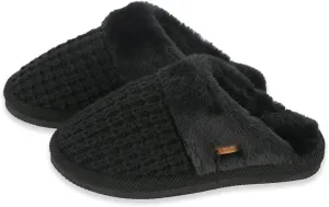 C.C Pattern Knitted Slip-On Slippers With Faux Fur Lining Indoor-Outdoor House For Women