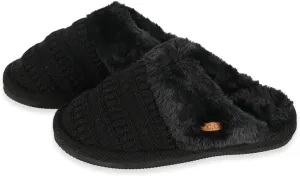 C.C Pattern Knitted Slip-On Slippers With Faux Fur Lining Indoor-Outdoor House For Women