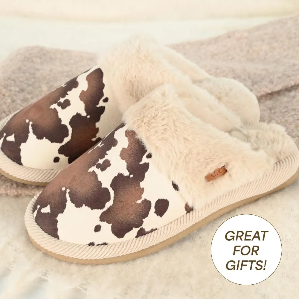 C.C Suede Faux Fur Lined House Indoor-Outdoor Slippers Slip-On for Women