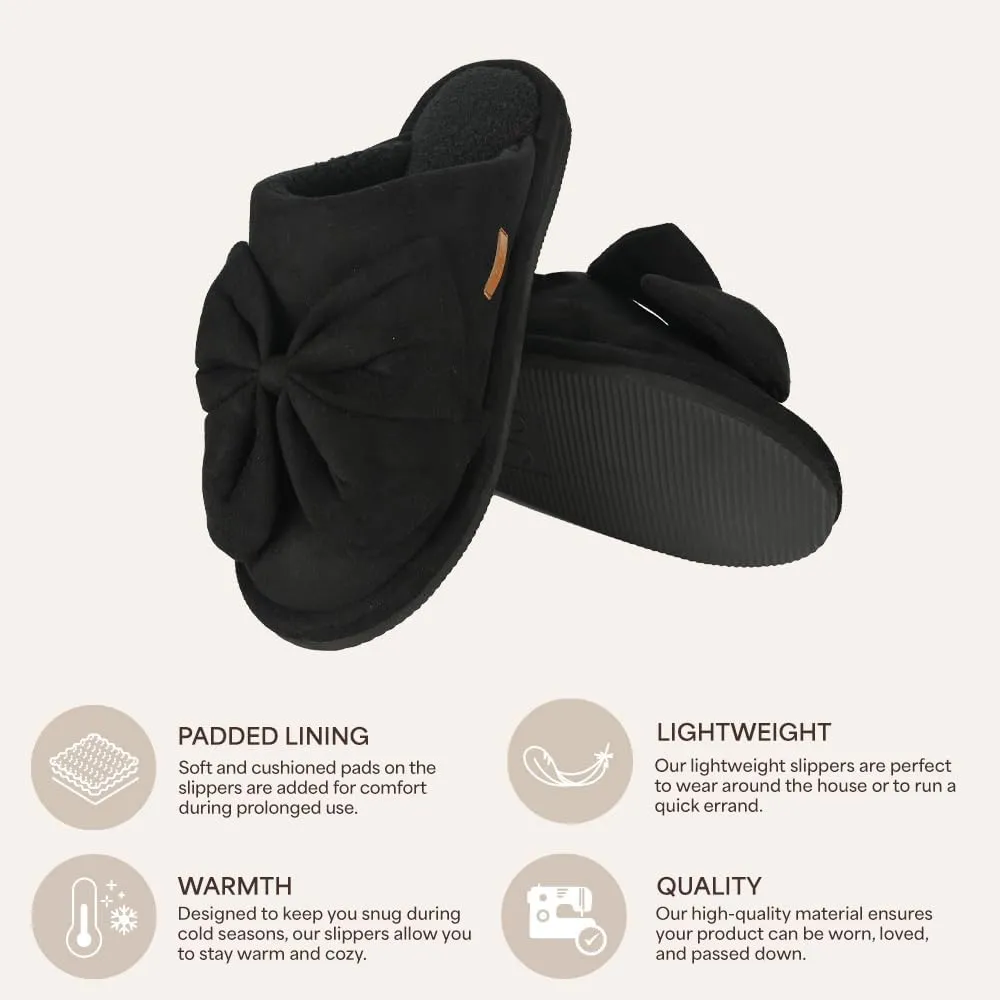 C.C Suede Faux Fur Lined House Indoor-Outdoor Slippers Slip-On for Women