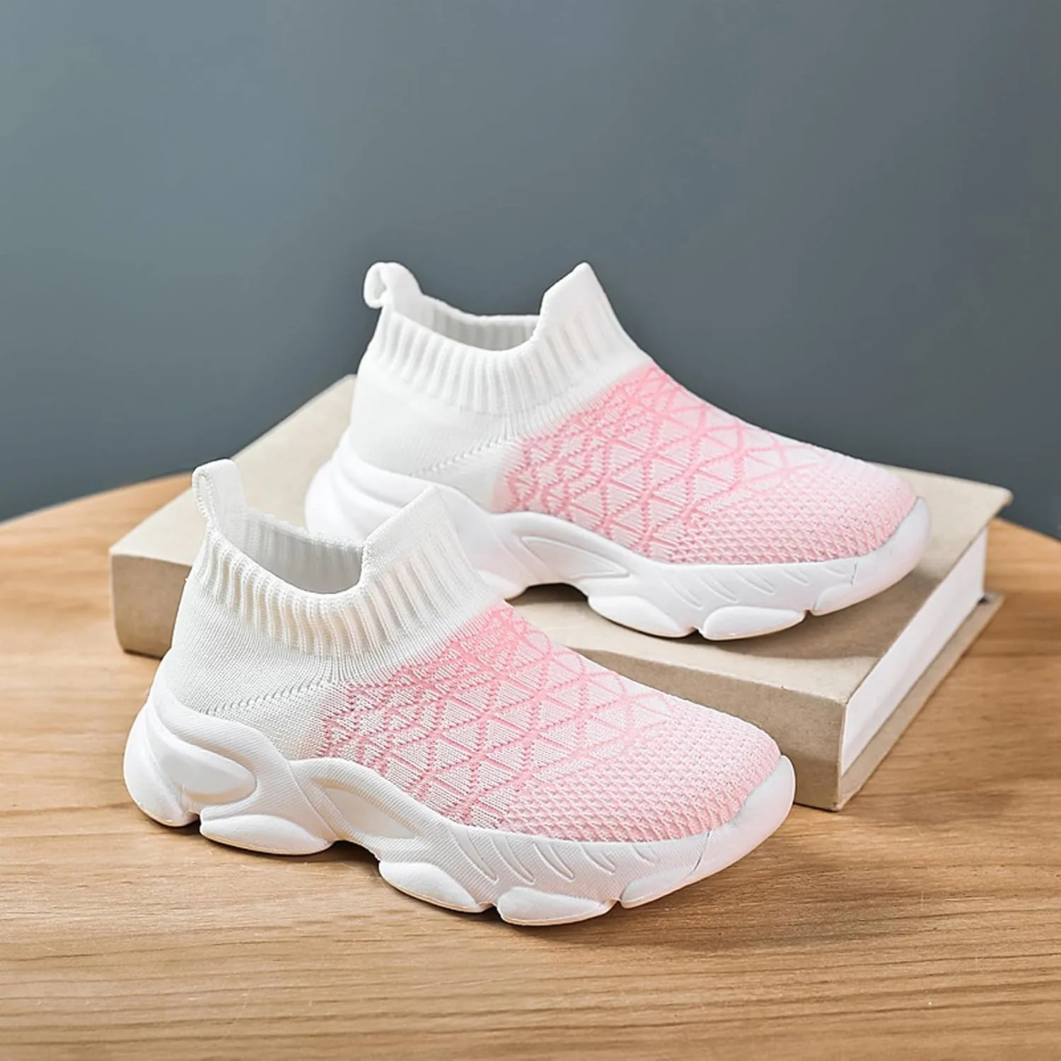 CERYTHRINA Kids Slip On Running Tennis Shoes Breathable Mesh Athletic High Top Casual Sports Walking Shoes Toddler/Little Kids/Big Kids