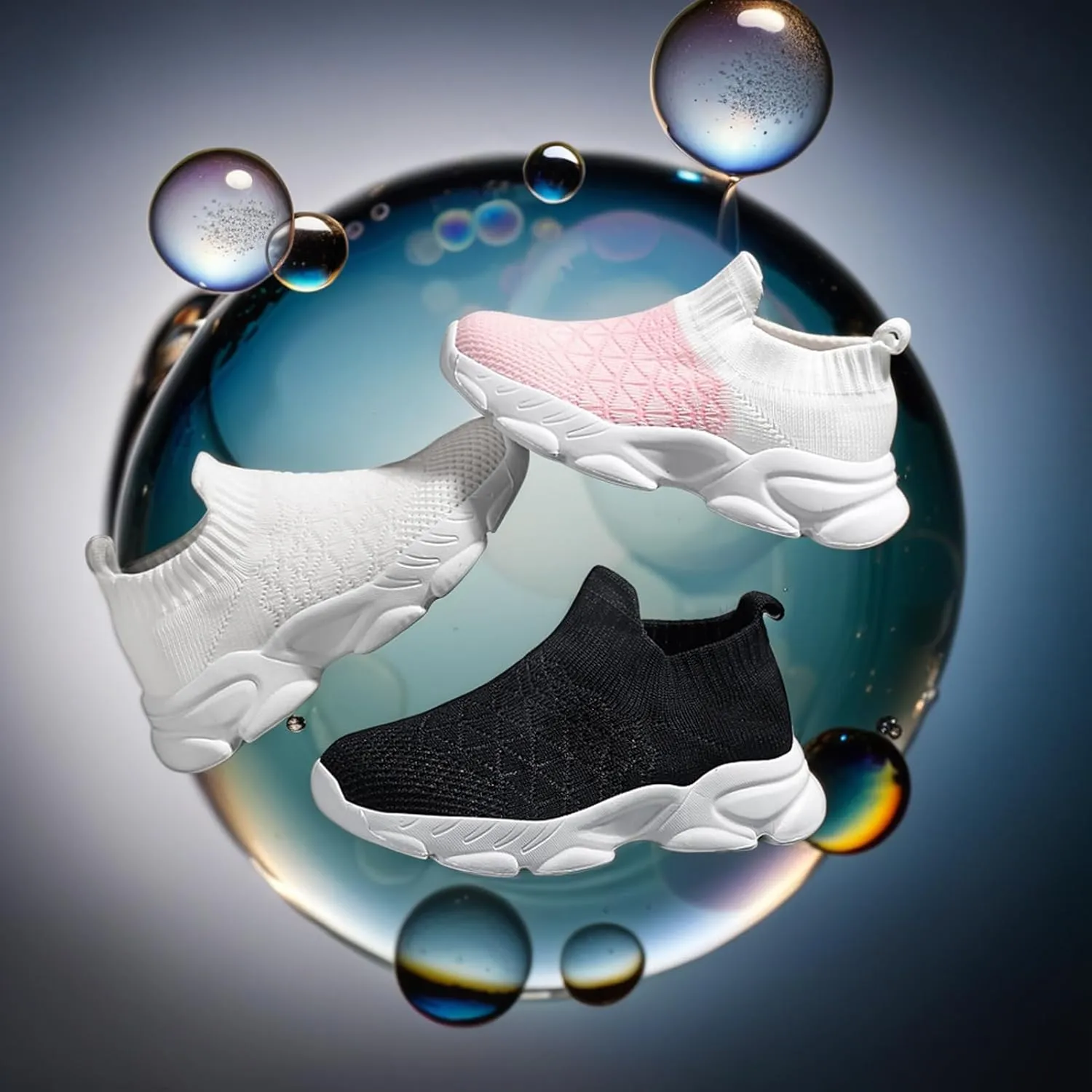 CERYTHRINA Kids Slip On Running Tennis Shoes Breathable Mesh Athletic High Top Casual Sports Walking Shoes Toddler/Little Kids/Big Kids