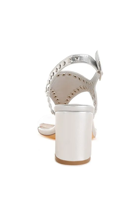 Chan Metallic Studded Statement Heels