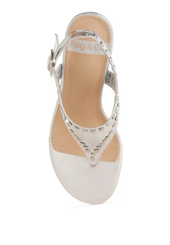 Chan Metallic Studded Statement Heels