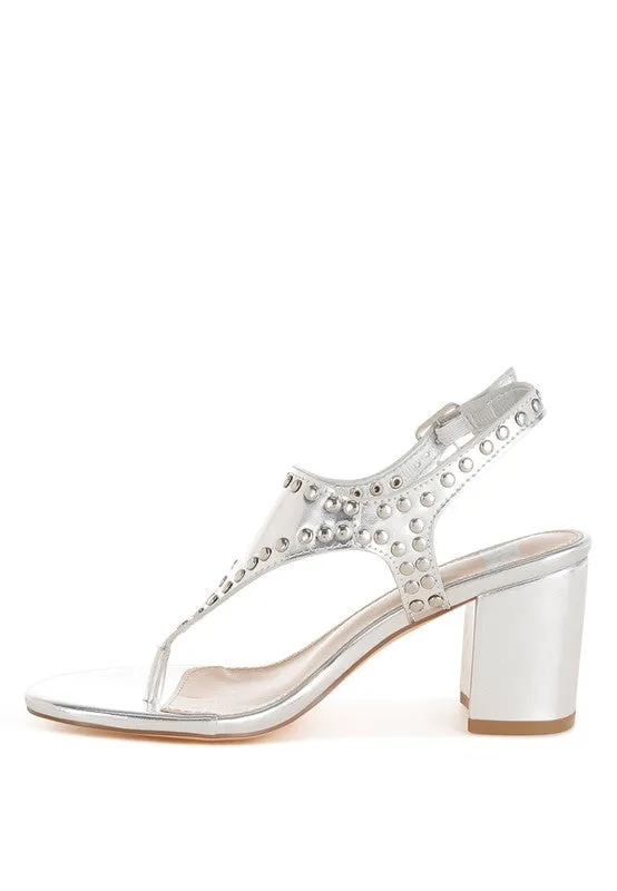 Chan Metallic Studded Statement Heels