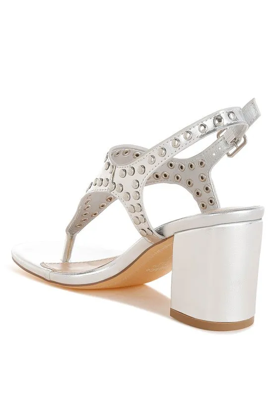 Chan Metallic Studded Statement Heels