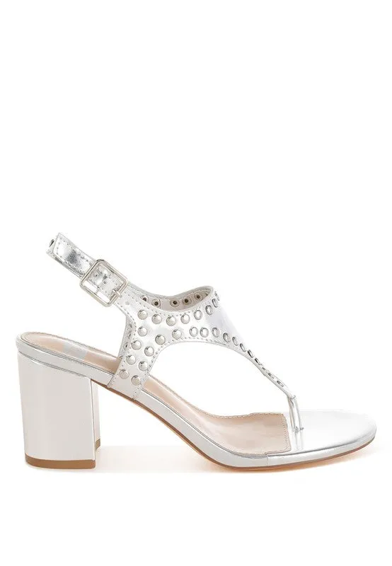 Chan Metallic Studded Statement Heels