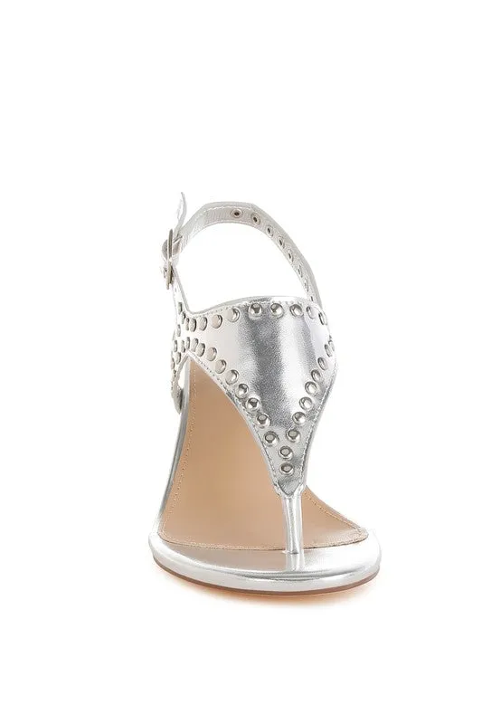 Chan Metallic Studded Statement Heels