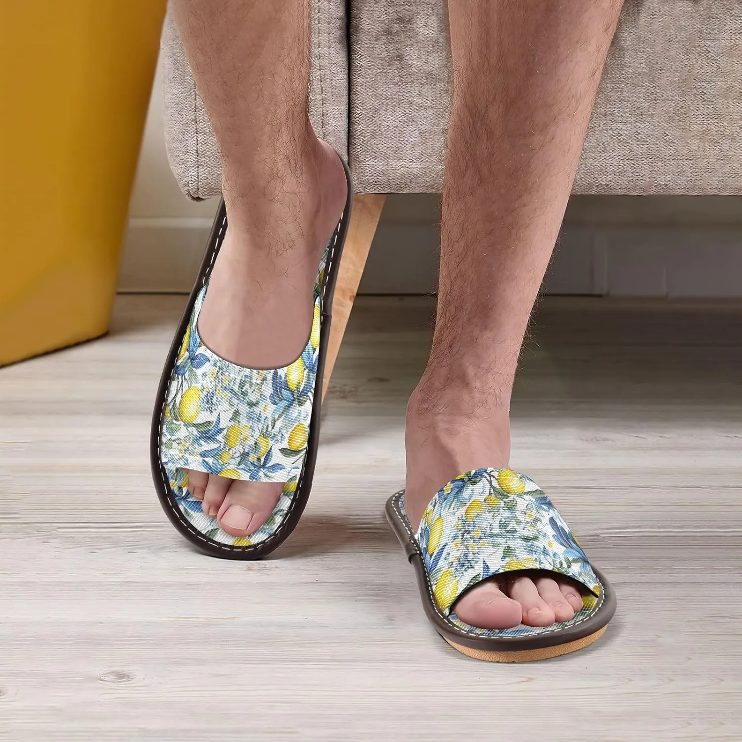 CHIFIGNO Cool Comfy House Slippers with Anti-slip Sole, Bedroom Spa Shoes Size 4-5