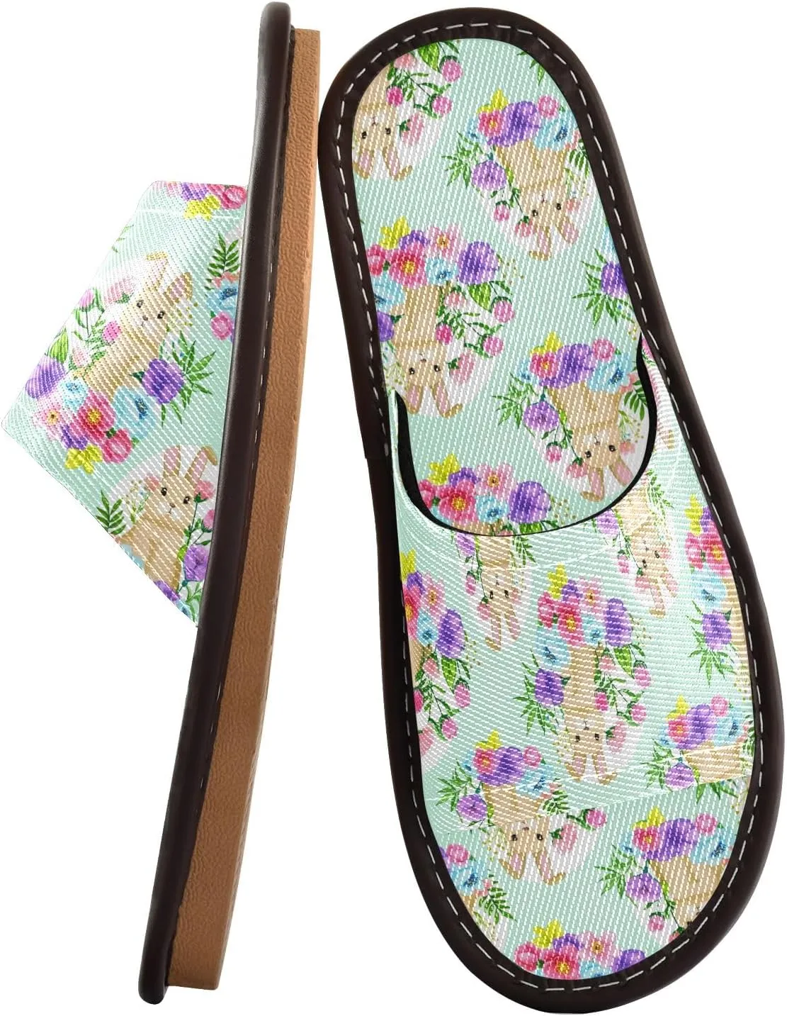 CHIFIGNO Lightweight and Soft Slip-on Spa Shoes for Guests with Anti-skid Sole Size 4-5