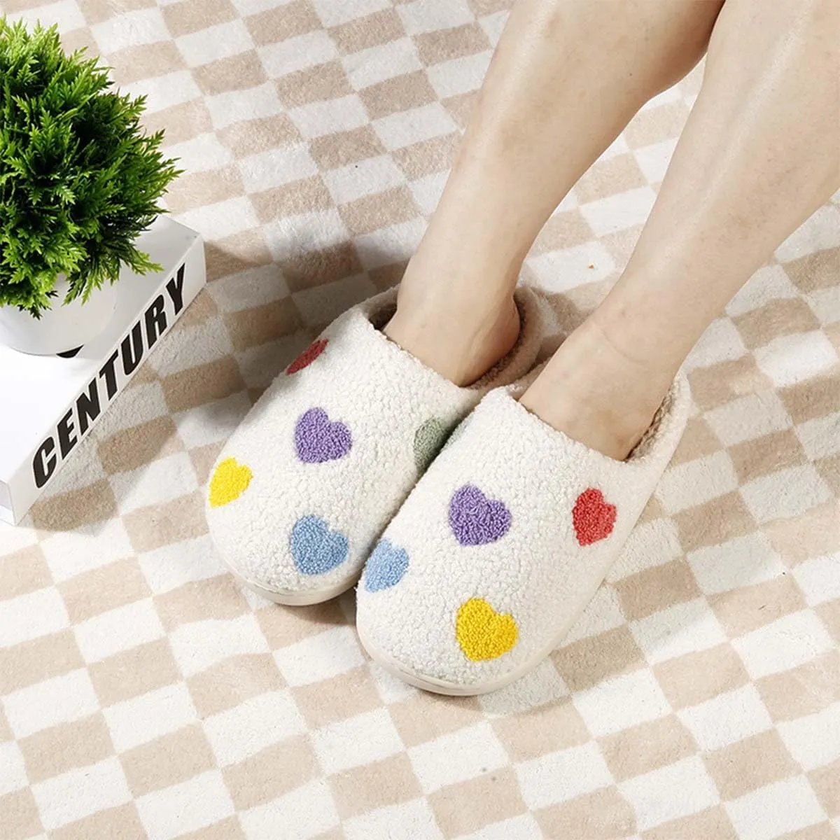 Christmas Slippers For Women Men Indoor Soft Warm Cotton Bedroom Reindeer Slippers House Memory Foam Slippers Cozy Fluffy Fall Winter Home Slippers
