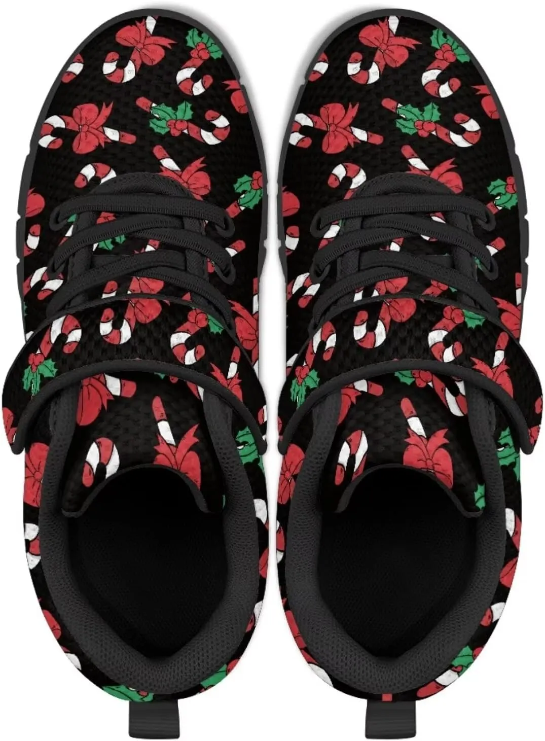 Christmas Sneakers for Girls Slip on Walking Shoes Breathable Lightweight Athletic Shoes with Hook and Loops