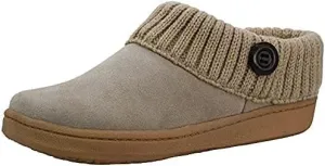 CLARKS Angelina Stone Knitted Collar Winter Clog Rounded Closed Toe Slippers (Stone Gold Premium, 7)