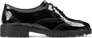 Clarks Loxham Brogue Youth Patent Patent Shoes Black