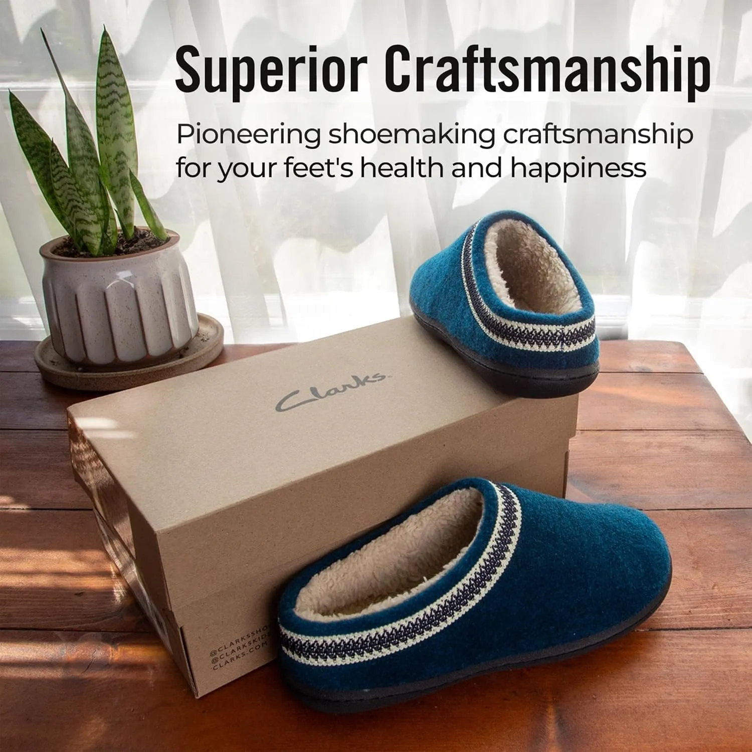 Clarks Womens Wool Felt Clog Slippers JMH1319T - Warm Cozy Plush Faux Fur Lined - Indoor Outdoor House Slipper for Women