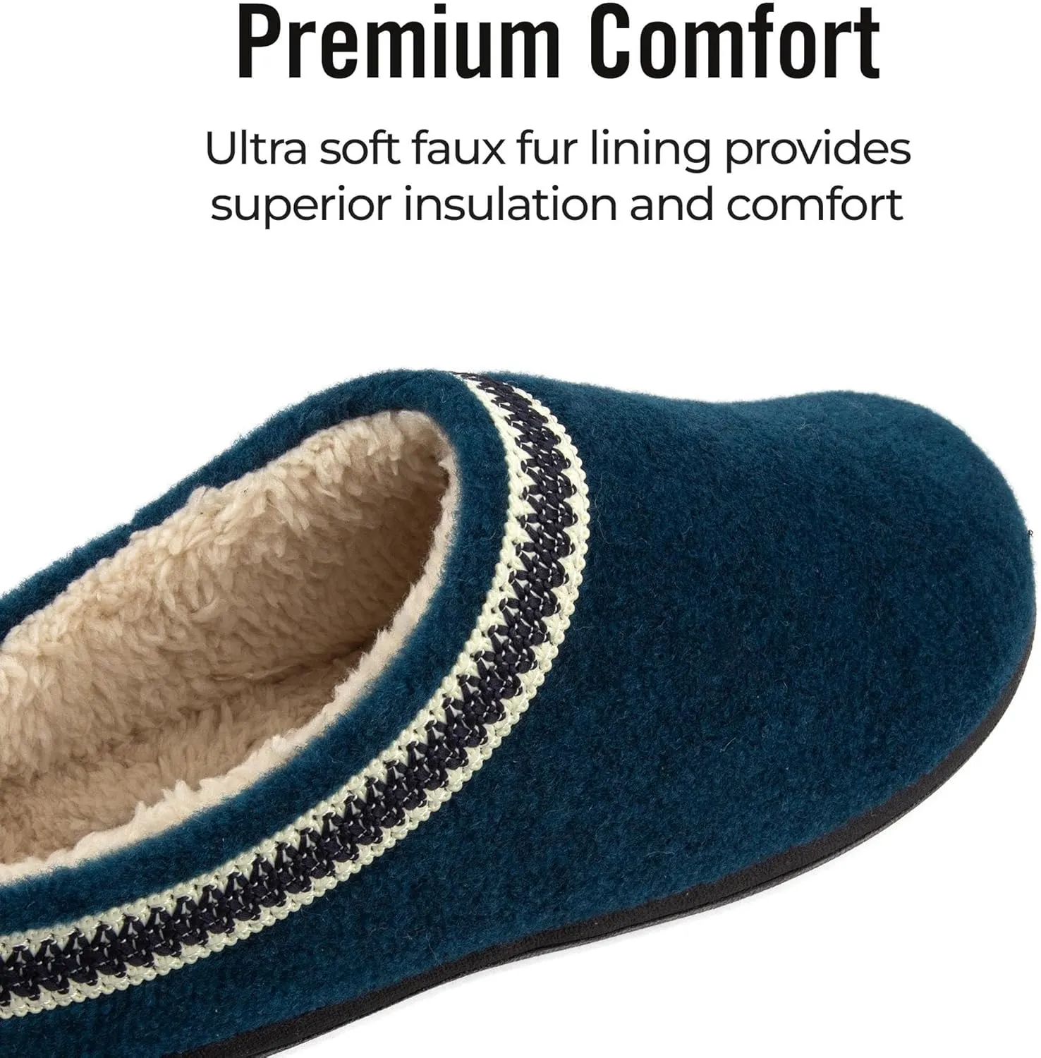 Clarks Womens Wool Felt Clog Slippers JMH1319T - Warm Cozy Plush Faux Fur Lined - Indoor Outdoor House Slipper for Women