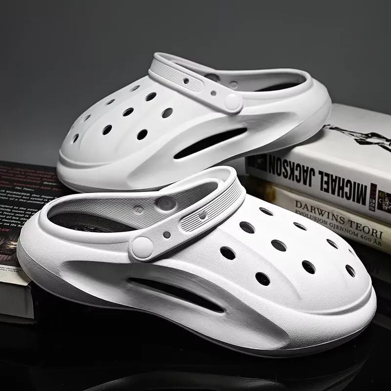 Clogs Garden Shoes for Men Women Lightweight Breathable Casual Slip-On Footwear with Adjustable Strap Outdoor Sandals Beach Shoes Non-Slip Comfort Slippers