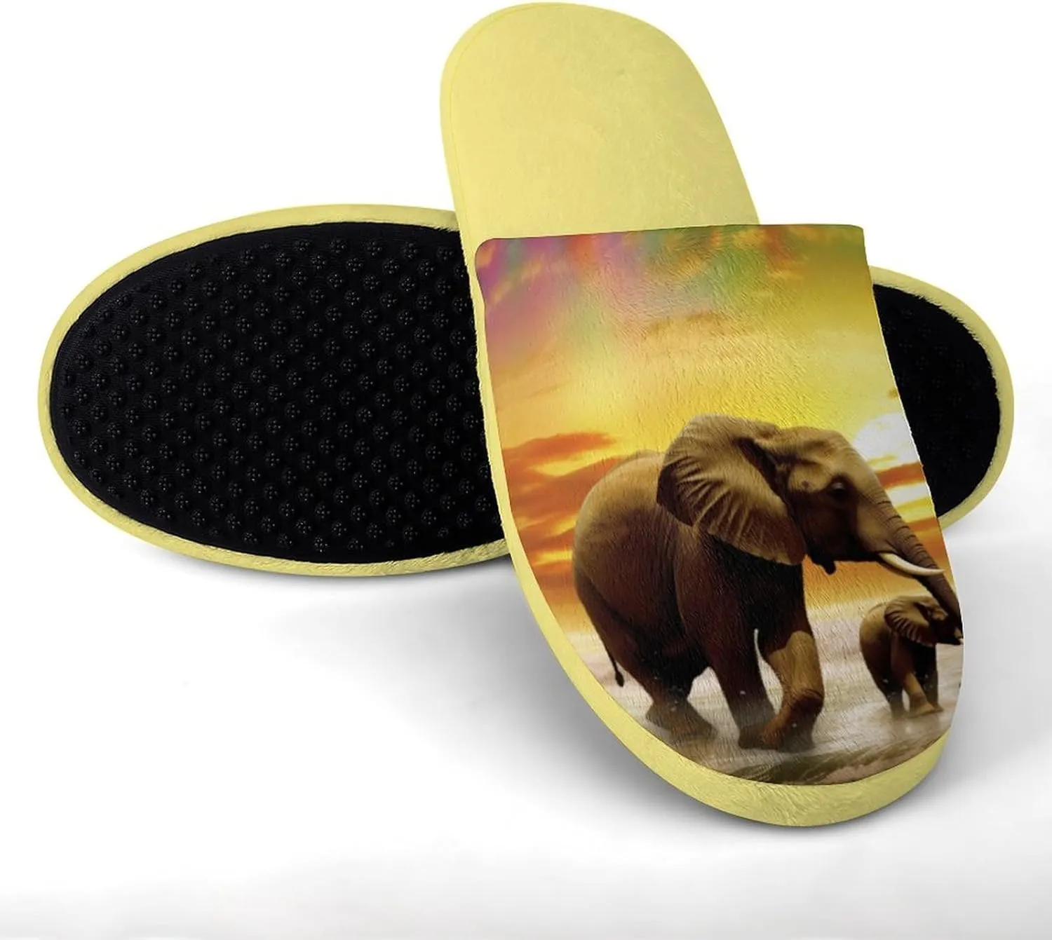 Colorful Seaside Elephants Women's Slipper Non Slip Comfortable Winter Warm Home House Shoes