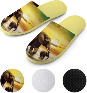 Colorful Seaside Elephants Women's Slipper Non Slip Comfortable Winter Warm Home House Shoes