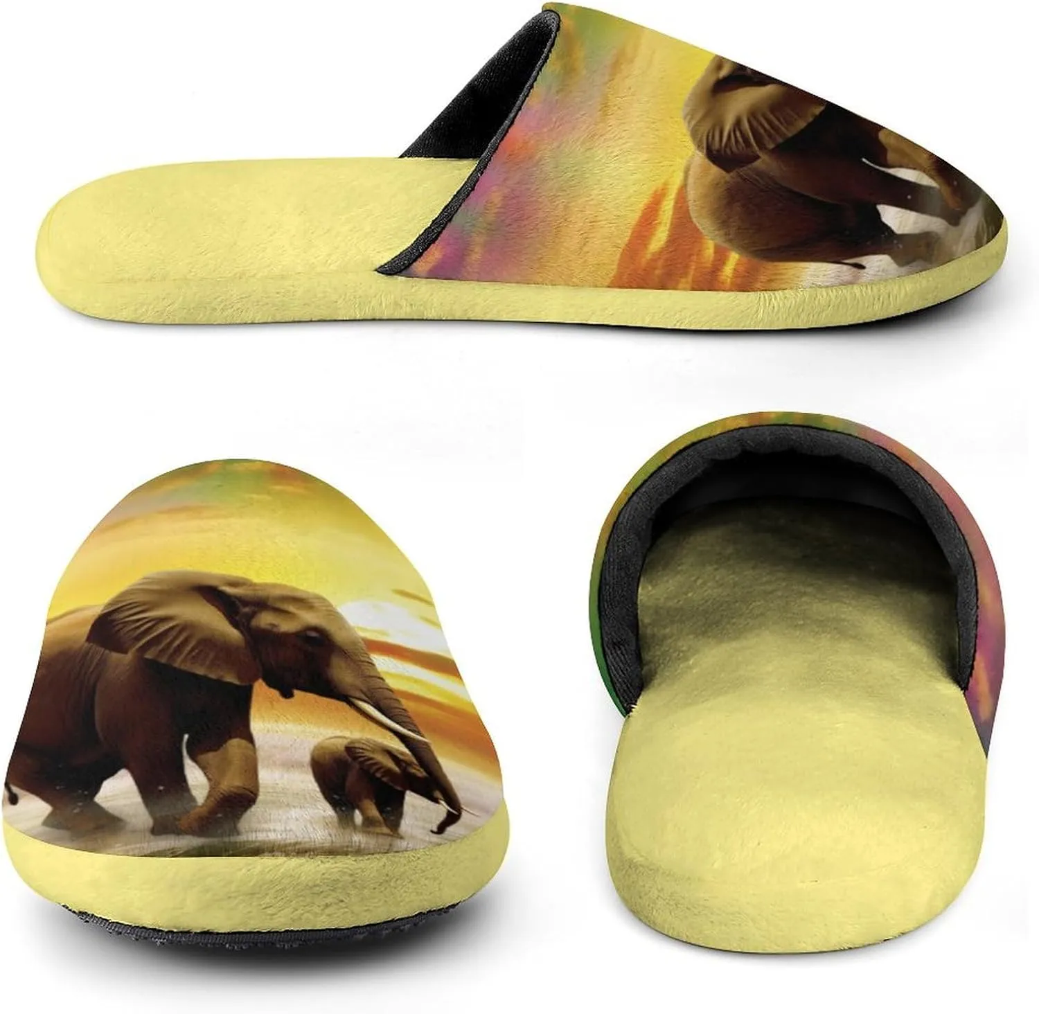 Colorful Seaside Elephants Women's Slipper Non Slip Comfortable Winter Warm Home House Shoes