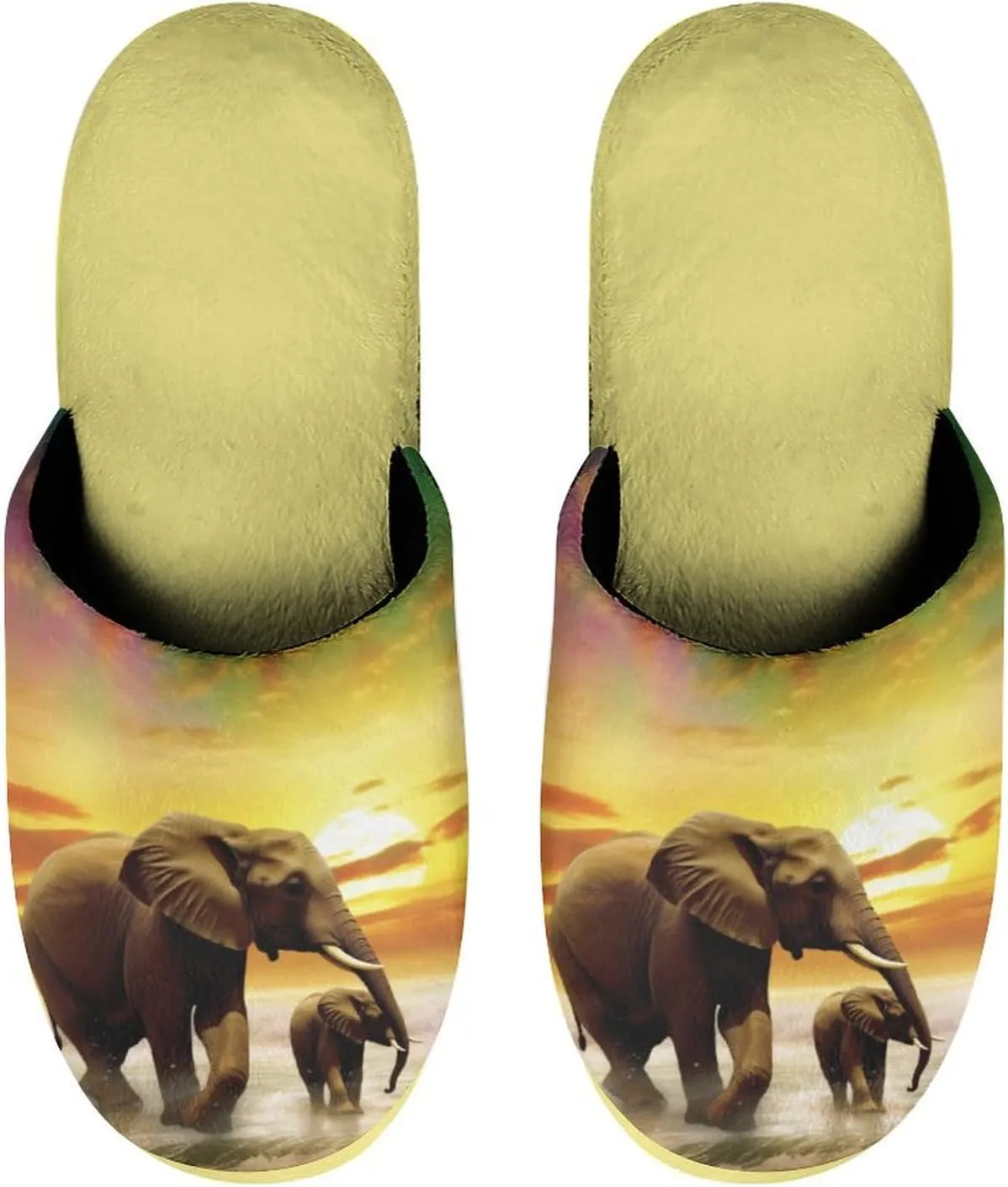 Colorful Seaside Elephants Women's Slipper Non Slip Comfortable Winter Warm Home House Shoes