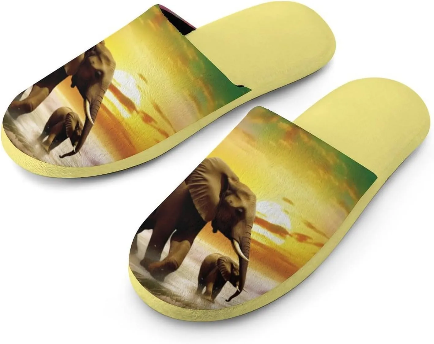 Colorful Seaside Elephants Women's Slipper Non Slip Comfortable Winter Warm Home House Shoes