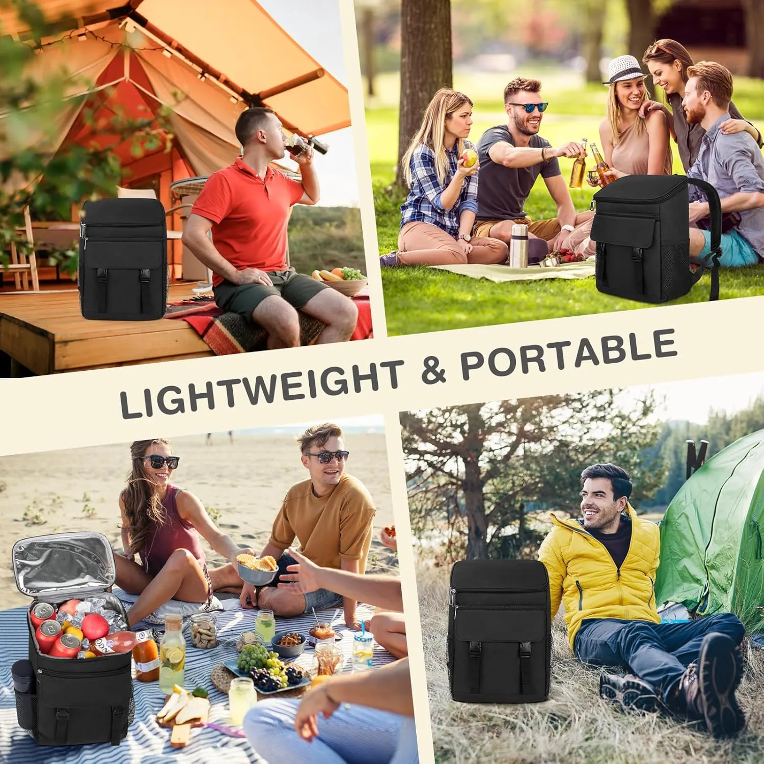Cooler Backpack Soft Insulated Leak Proof 30/40/50/54 Cans Insulated Backpack Cooler Portable Picnic Camping Beach Hiking BBQ Lunch Backpack for Men and Women
