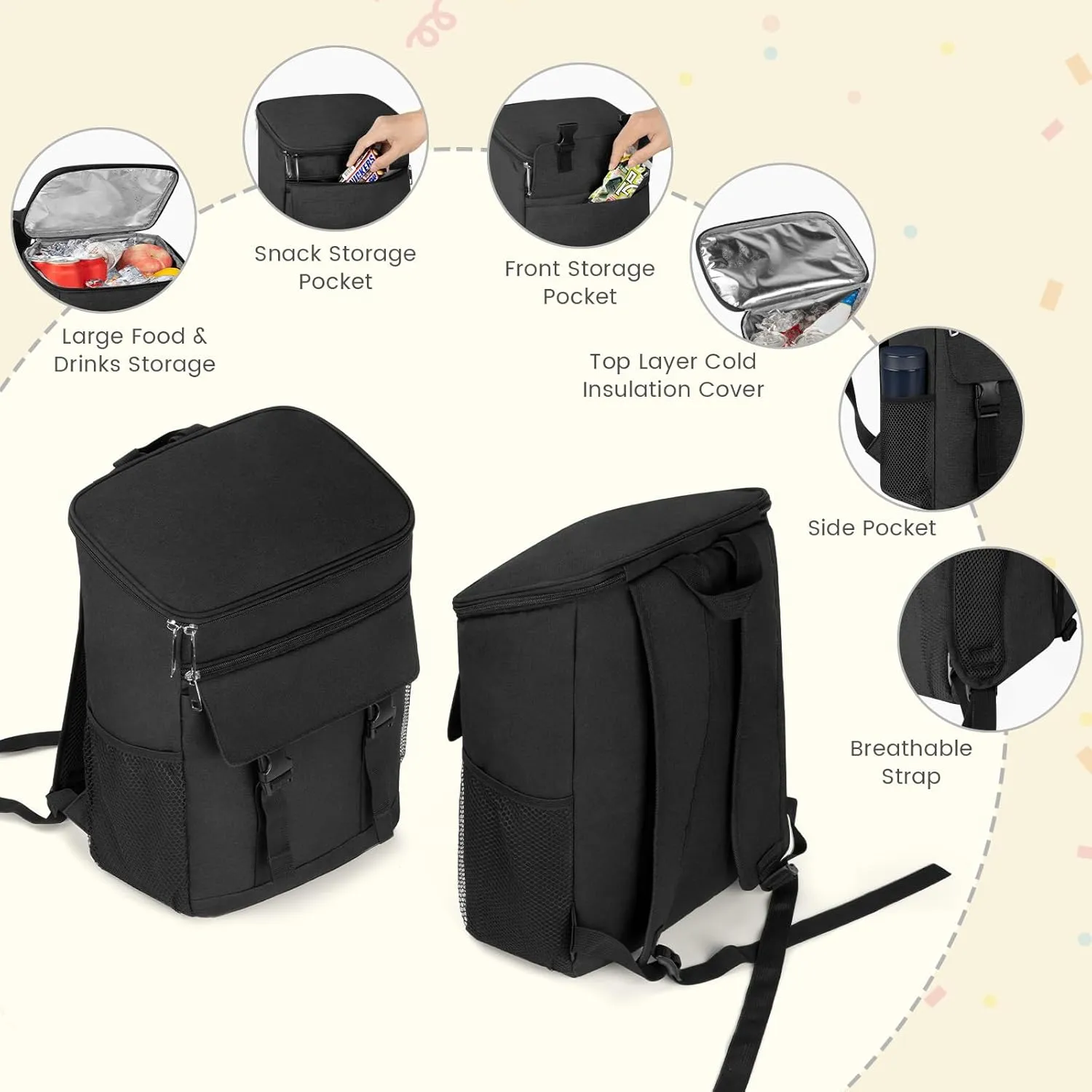 Cooler Backpack Soft Insulated Leak Proof 30/40/50/54 Cans Insulated Backpack Cooler Portable Picnic Camping Beach Hiking BBQ Lunch Backpack for Men and Women
