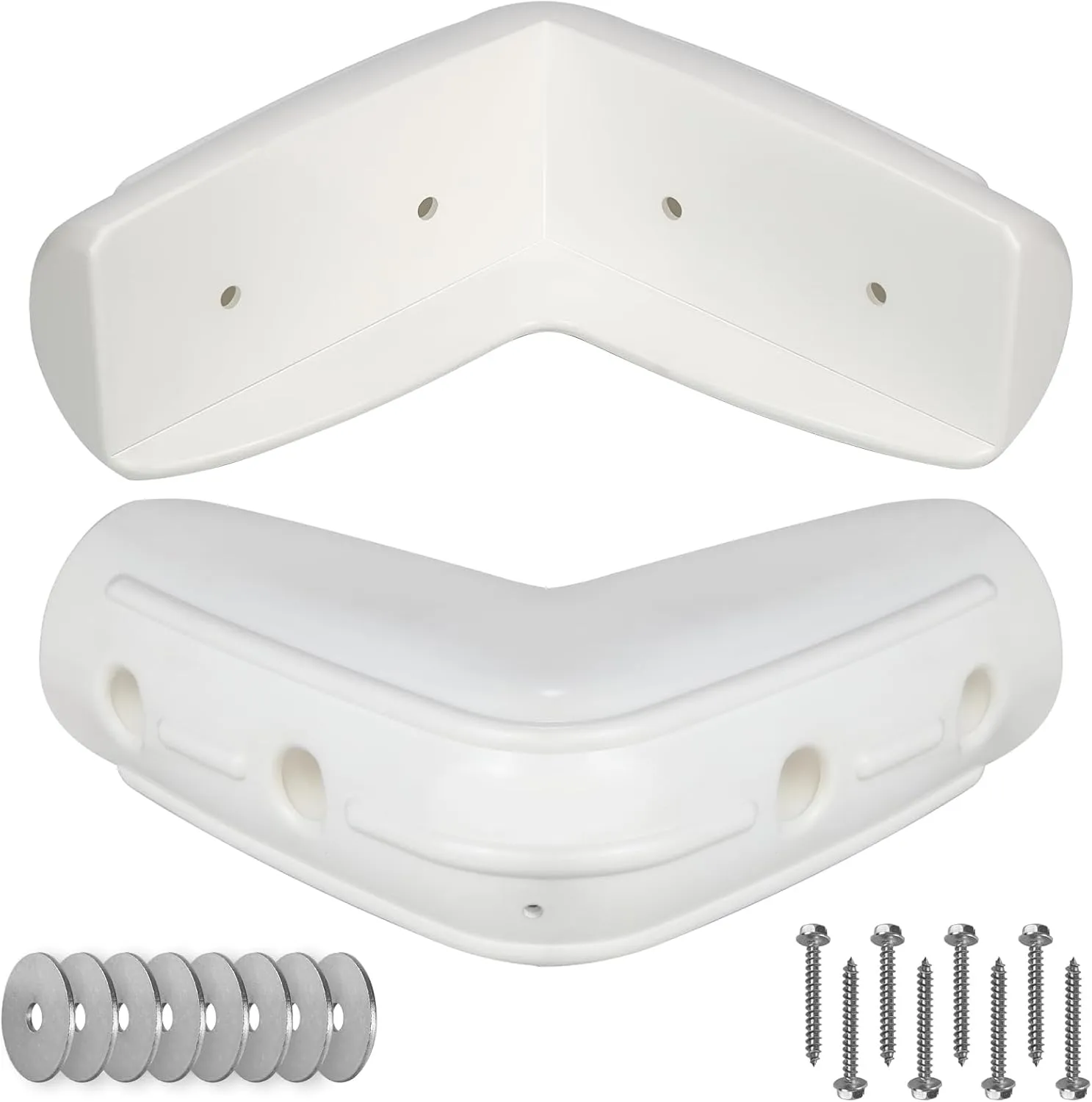 Corner Dock Bumper Fender, Marine Corner Dock Fender Guard, Soft UV-Resistant Marine-Grade Vinyl, Inflatable Protection, 10-Inch x 10-Inch, 2-Pack, White