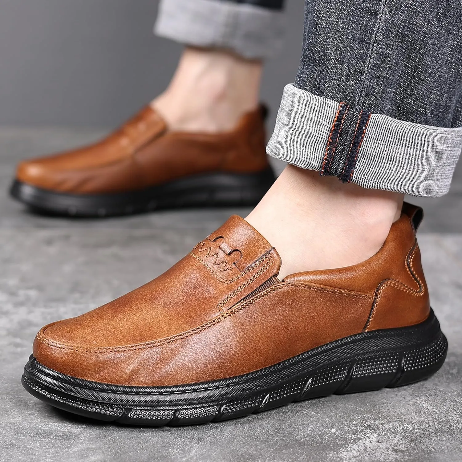 COSIDRAM Mens Casual Loafers Comfortable Soft Classic Moccasin Slip On Daily Walking Shoes