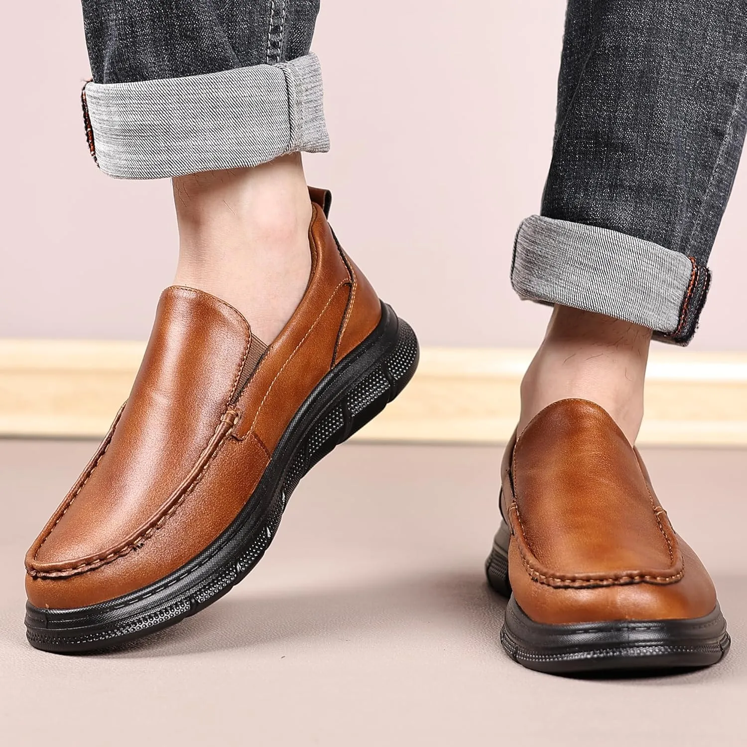 COSIDRAM Mens Casual Loafers Comfortable Soft Classic Moccasin Slip On Daily Walking Shoes